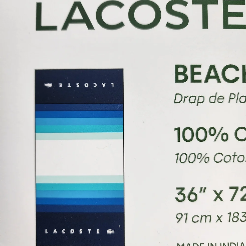 Lacoste Beach Towel, Blue Stripes